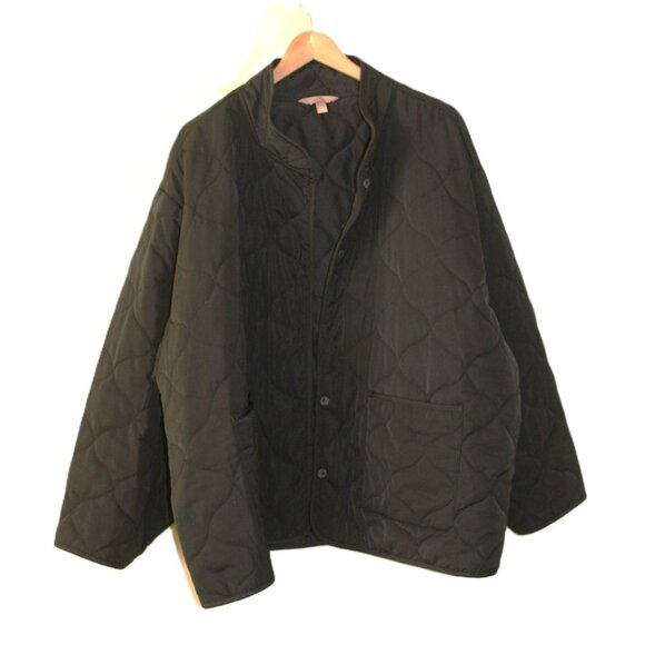 H&M Oversized Quilted Jacket in Black (3XL) Boxy Fit Lightweight Outerwear - Picture 7 of 10